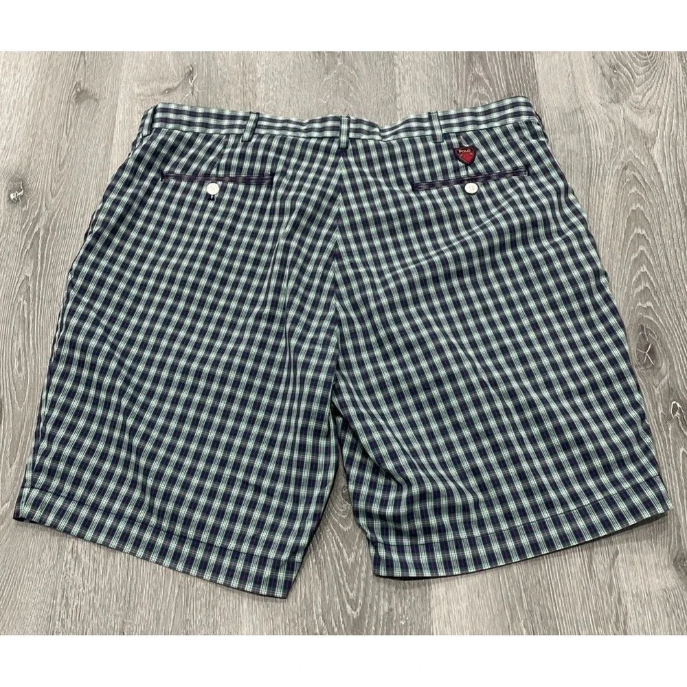 POLO GOLF Ralph Lauren Shorts Red Blue Green Plaid Preppy‎ Crest Men's Size 40
